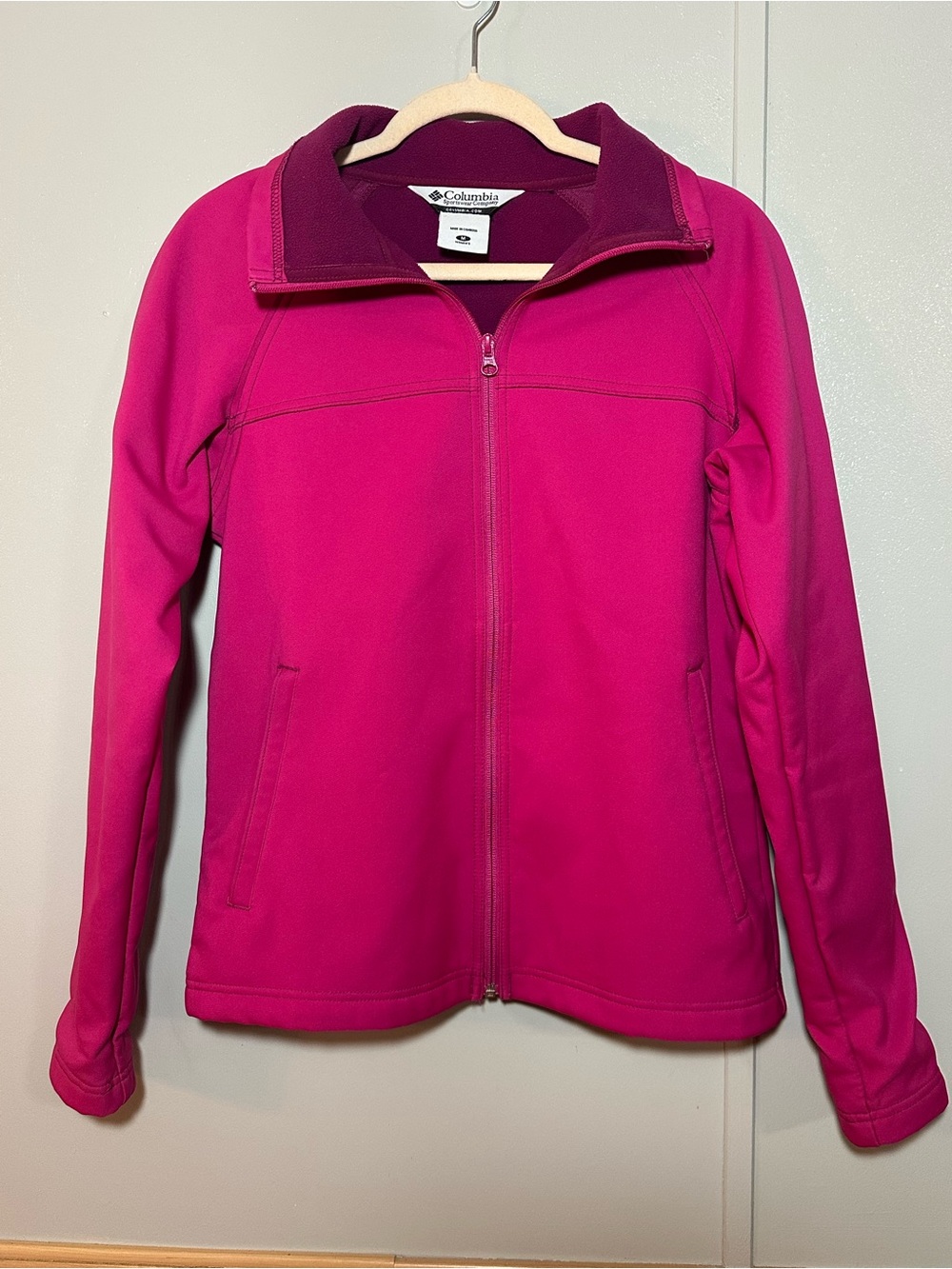 Columbia Women's Pink Softshell Full-Zip Fleece Jacket Medium